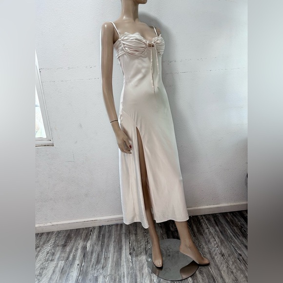 Babyboo Chic Cream Slip Dress with Slit - Picture 6 of 16